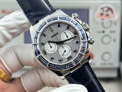 Rolex Daytona 40mm 4130 Movement 24 Gems Crocodile Leather Band Watch